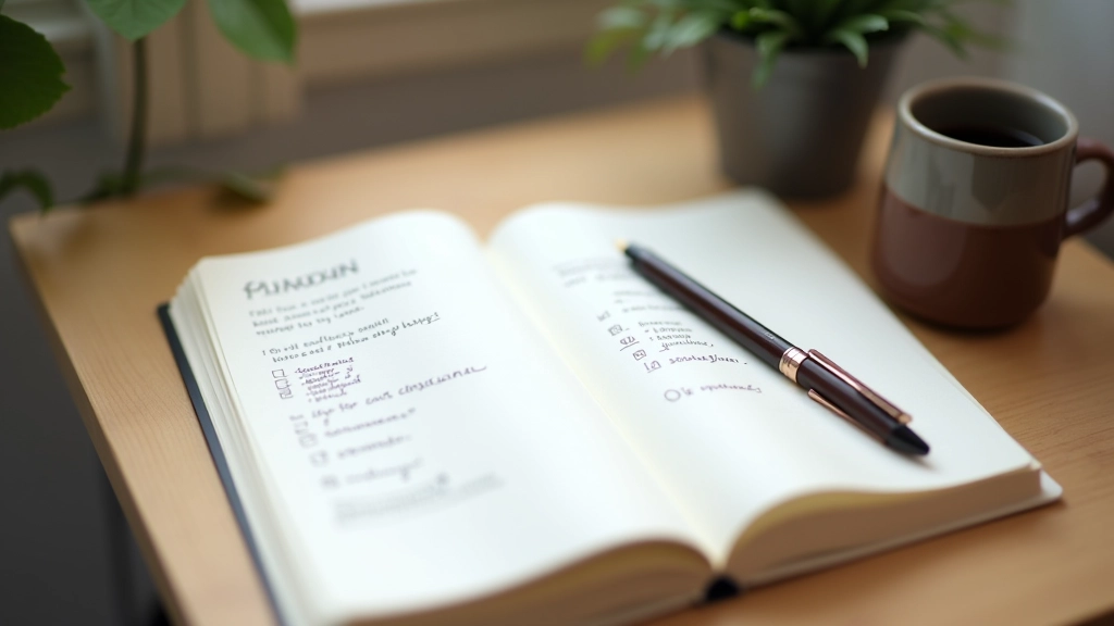 Notesbog med notater om kommunikation, pen på siden